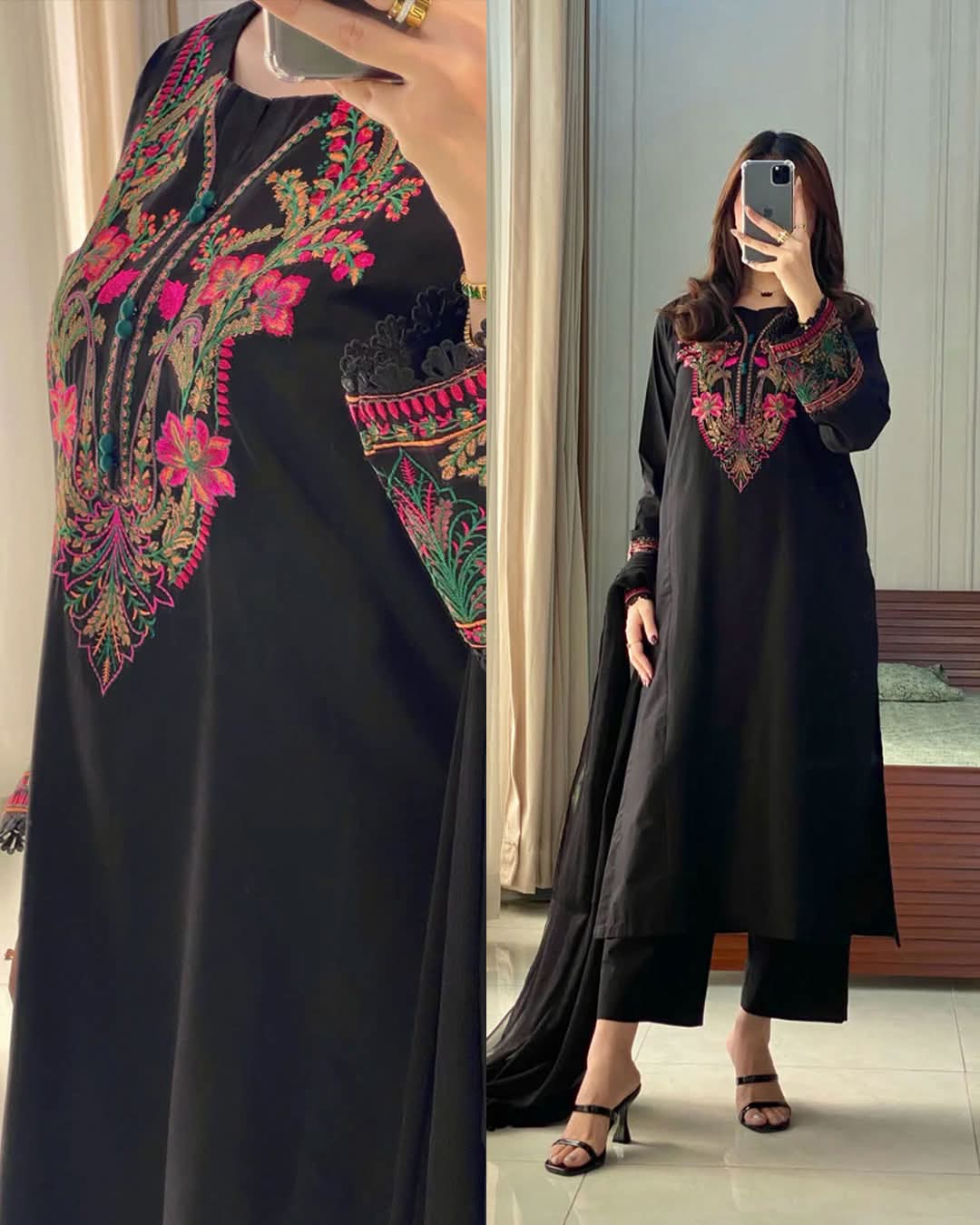 Embroidered Jet Black 3PC     vol     #13